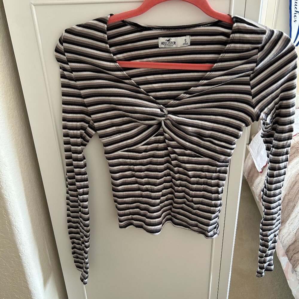 Hollister Striped Longsleeve with Crisscross Detailing